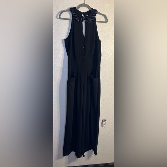 Anthropologie Elevenses Coraline Beaded Collar Jumpsuit - Picture 2 of 7